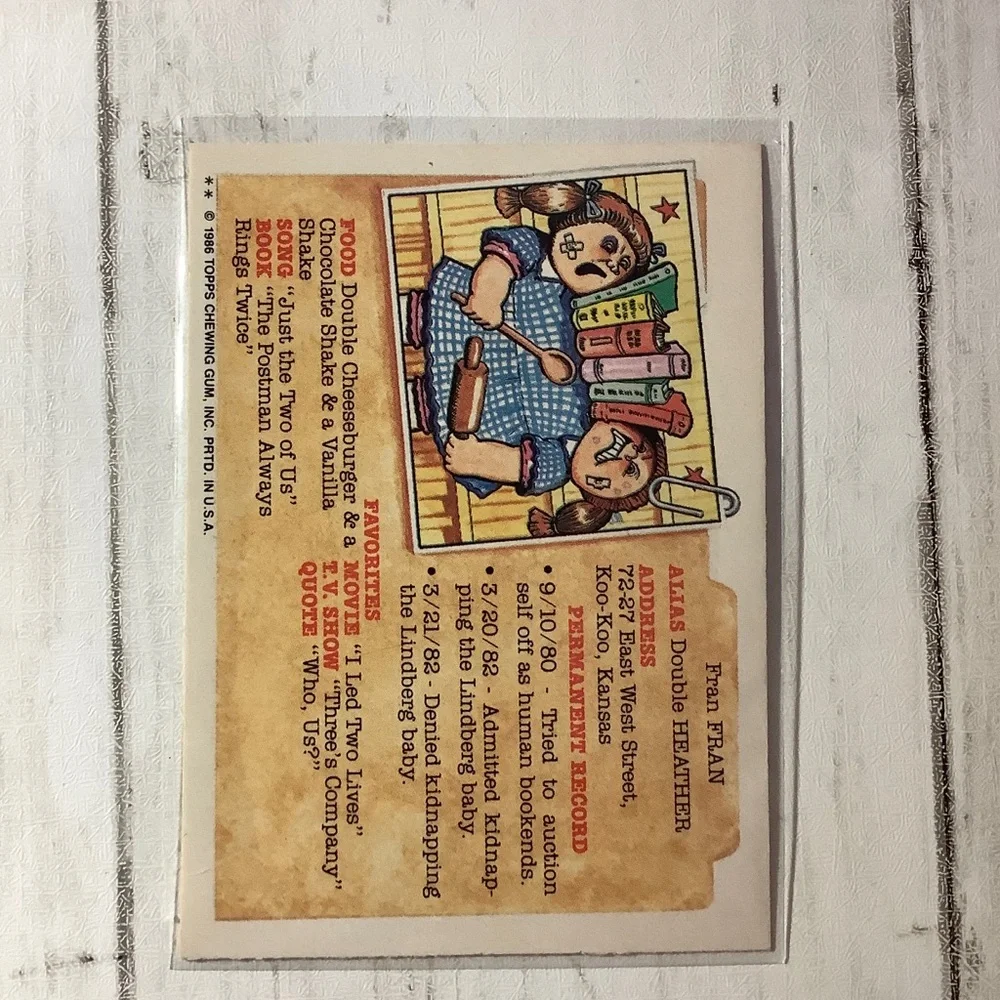 1986 Topps Garbage Pail Kids Series 5: Lazy Louie 177b
